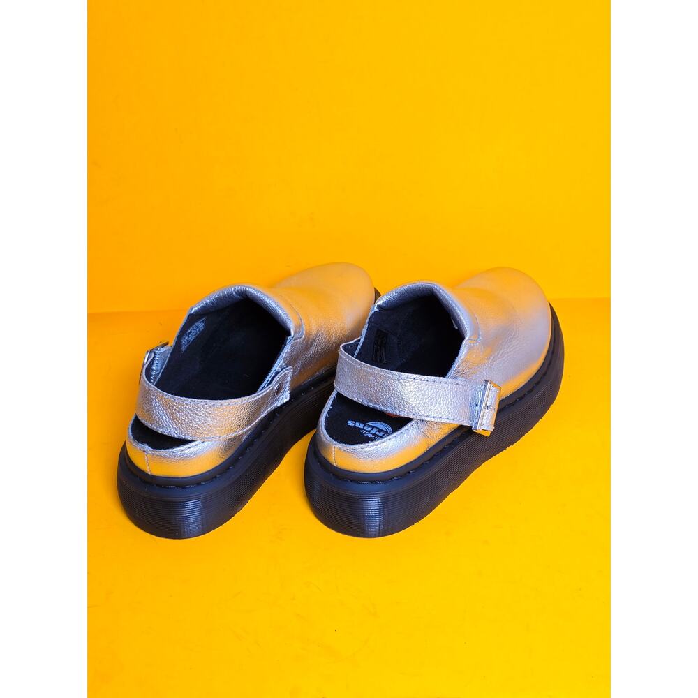 Dr Martens Laketen Silver Metallic Leather Slingback Platform Mules sz 11/12 New - Picture 11 of 16